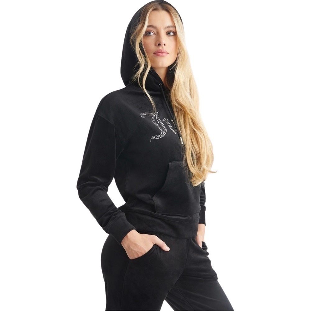 Juicy Couture | Oversized Big Bling Velour Hoodie in Black Licorice - Sz M (NWT) - Picture 7 of 9